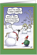 Snowman Holiday Humor, Size Matters card