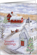 Sleigh Bells Ring in a Winter Wonderland Scene at Christmas card