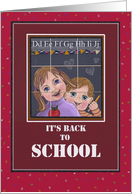 It’s Back To School Card with children looking out window card