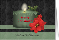 Business Christmas Card with candle, poinsettia and holly card