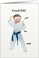 Good job! Karate blue belt for boy card