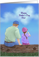 Father’s Day From Daughter Girl and Man Sitting On Log card