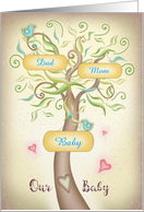 Family Tree Customize with Mom, Dad, Baby names card