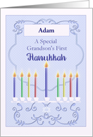 Grandson’s First Hanukkah with Colorful Menorah Candles, Star card