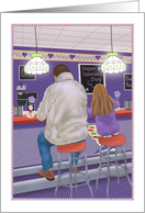 Happy Valentine’s Day Dad, Father with Young Girl, Diner card