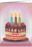 Custom Layer Birthday Cake with Candles, Cherries card