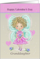 Happy Valentine’s Day Granddaughter with Fairy, Flowers, Hearts card