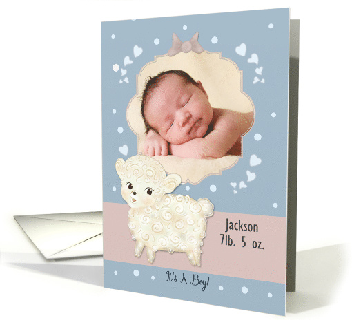 It's A Boy Custom Front Announcement with Sheep card (1555484)
