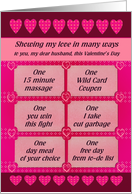 IOU Coupon/Tickets for Husband on Valentine’s Day card