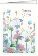 Thinking of You Soft Watercolor Flowers card