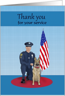 Thank You for Your Service Policeman, Police Dog, Flag card