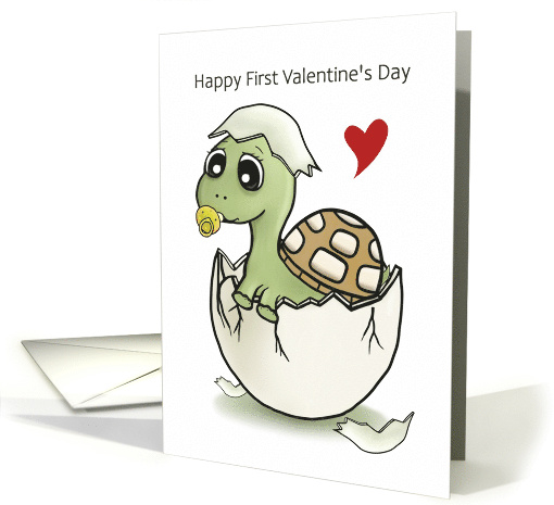 Happy First Valentine's Day Hatching Turtle Pacifier Heart card