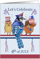 Three Birds Let’s Celebrate 4th of July Invitation For Holiday Party card