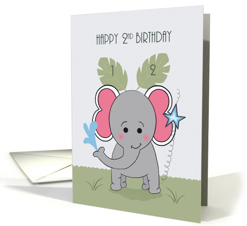Happy Second Birthday with Elephant in the Jungle card (1684306)