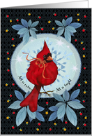 All is Calm All is Bright Cardinal Christmas with Berries Leaves Bow card