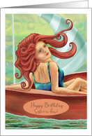 Happy birthday Sister-in-Law Woman in Sailboat card