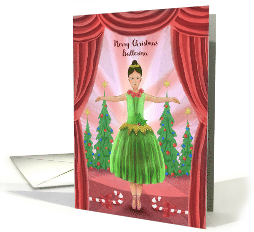 Merry Christmas Ballerina Young Girl Holiday Dance Recital card