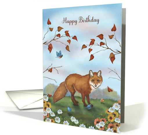 Happy Birthday you Old Fox with Fox Fall Scene card (1754112)