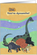Dad You’re Dynamite Father’s Day From Child with Dinosaurs card