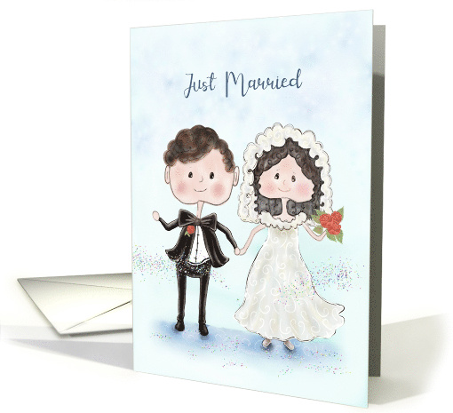 Just Married Couple with Dark Hair card (1800514)