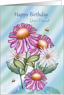 Happy Birthday Dear Friend with Coneflowers Daisies Bees card