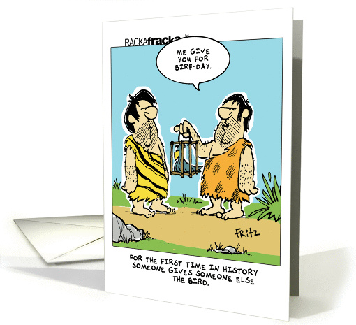 Giving the Bird for Your Birthday Caveman Humor card (1313556)