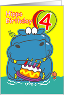 Hippo Birthday Four Years Old card