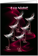 Hen Night Invitation - Feminine Pink and Black - Heart Glasses card