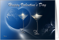 Valentine’s Day Silver Heart Goblets with Blue card
