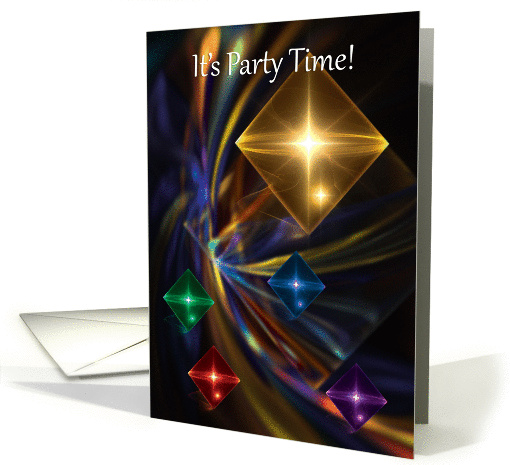 Party Invitation Decorated Multicoloured Diamonds Sparkles card