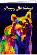 Happy Birthday Bear Wishes You Rainbow Colours card