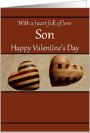 Son Happy Valentine’s Day - Decorative Wooden Hearts card