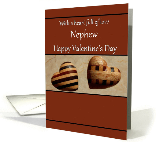 Nephew Happy Valentine's Day - Decorative Wooden Hearts card (1370956)