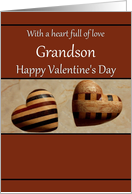 Grandson Happy Valentine’s Day - Decorative Wooden Hearts card