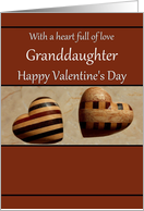 Granddaughter Happy Valentine’s Day - Decorative Wooden Hearts card
