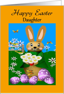 Daughter Happy Easter - Easter Bunny in the Garden card