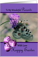 Parents Happy Easter- Apolo Butterfly /Flower /Purple Easter Eggs card