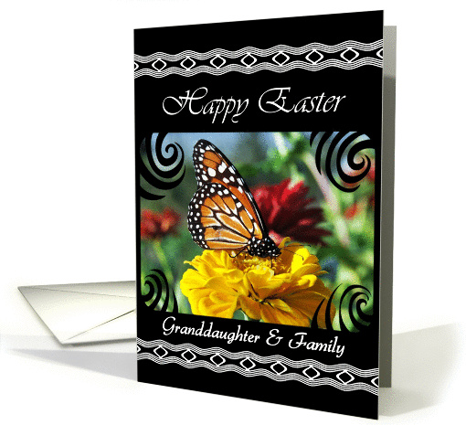 Granddaughter & Family Happy Easter - Monarch Butterfly card (1382292)