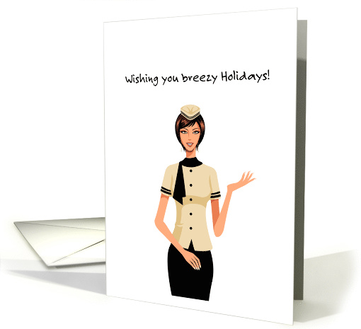 Wishing you breezy Holidays, Flight Attendant, Christmas card
