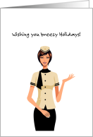 Wishing you breezy Holidays, Flight Attendant, Christmas card