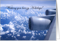 Merry Christmas to a friendly Flight Attendant Clouds in the Blue Sky card