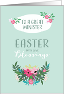 Easter Blessings for Minister, Scripture, Flowers card