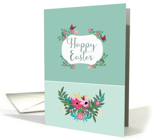Happy Easter, Floral Design with Butterflies card (1358264)
