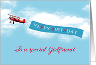 Happy Birthday to my Girlfriend, Vintage Airplane, Sky Message card