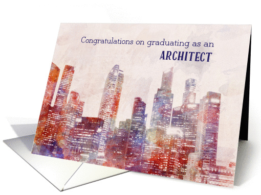 Congratulations on Graduating as an Architect, Skyline Painting card
