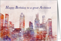Happy Birthday to a great Architect, Skyline Painting card
