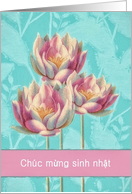 Happy Birthday in Vietnamese, Chuc Mung Sinh Nhat, Water Lilies card