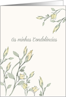 With deepest Sympathy in Portuguese, Pale Yellow Roses card