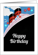 Happy Birthday, Cruise Ship, Vintage Design card