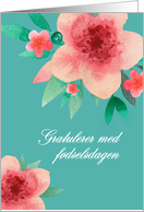 Happy Birthday in Norwegian, Bright Flowers card